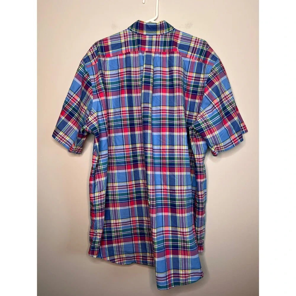 Polo Ralph Lauren Pink Blue Yellow Plaid Prep Old Money Short Sleeve Shirt 2XLT